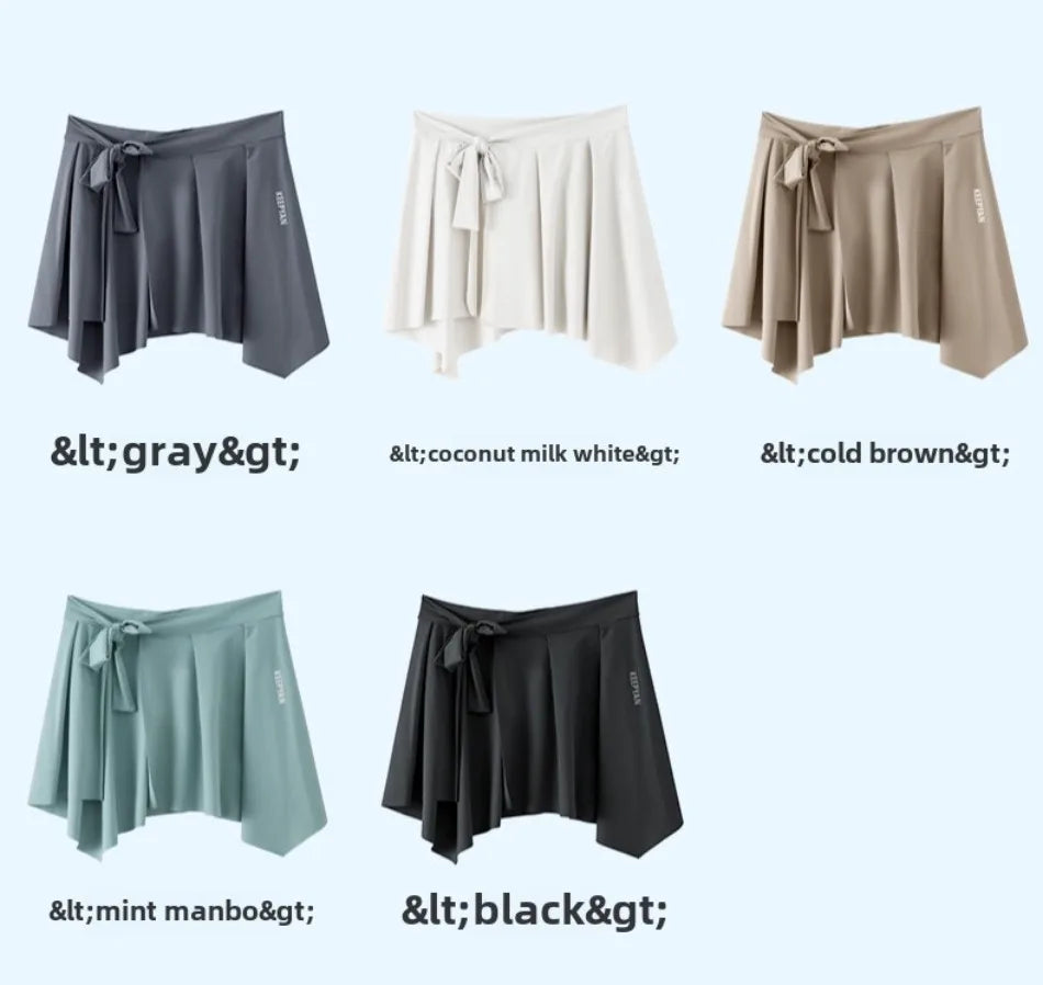 One-piece Skirt Women's Yoga Butt Curtain Sports Tennis Fitness Lace Up Irregular Mini Kirt Outer Wrap Skirts Prevent Exposure