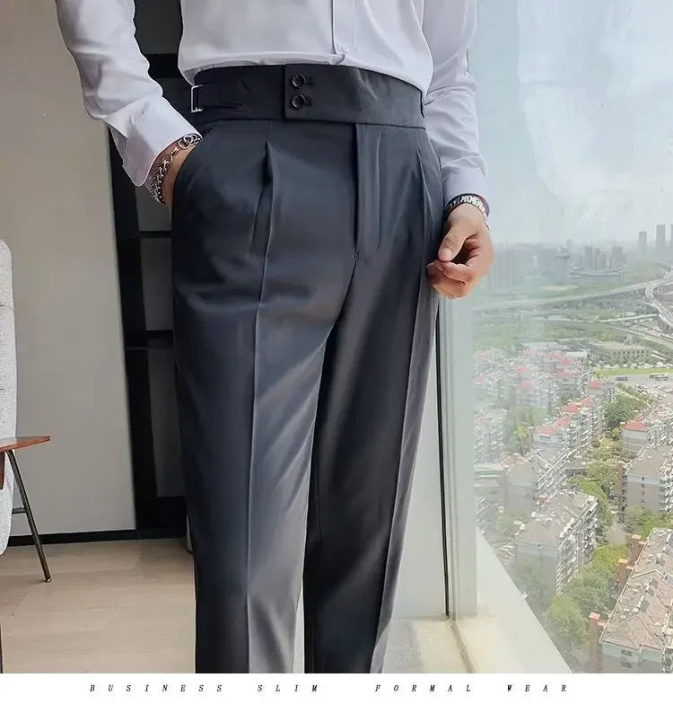 Men's Straight-leg High-waisted Casual Suit Pants High-end Feelslims Slimming Effective Spring Autumn Seasonal Pants