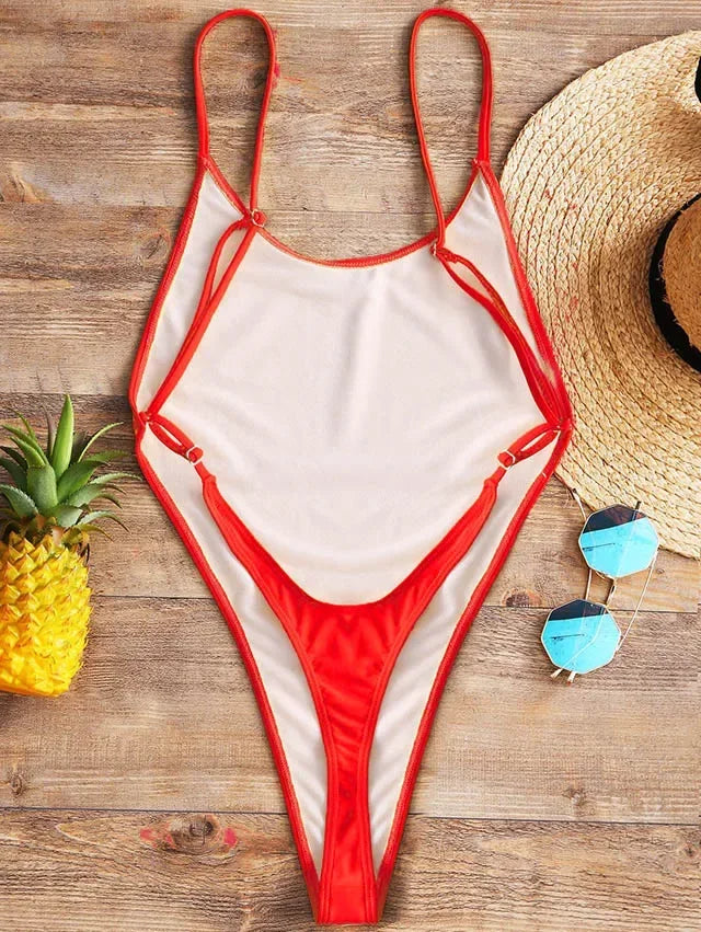 2025 Sexy Sparkling Shiny Women Swimwear One Piece Swimsuit Female High Cut Monokini Backless Bather Bathing Suit Swim Bodysuit