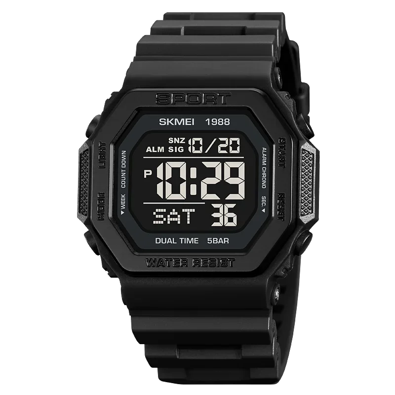 SKMEI 1988 Digital Sport Watch for Men LED Display Military Countdown Military Wristwatches Waterproof Mens Reloj Hombre 1628