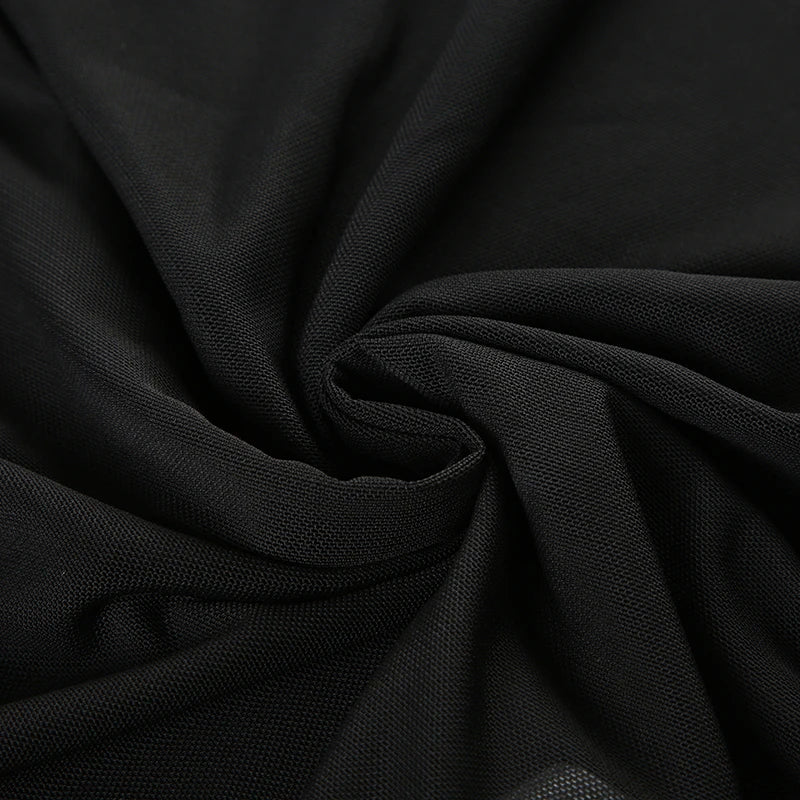 IAMSURE Sexy Patchwork Mesh Bodysuits See Through Turtleneck Long Sleeve Rompers Women 2024 Autumn Spring Fashion Streetwear