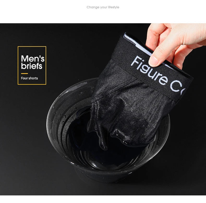 4pcs Men's Briefs Underwear Sexy Antibacterial Men's Panties Underpants Male U Convex boxer briefs for Man Absorbent Elastic