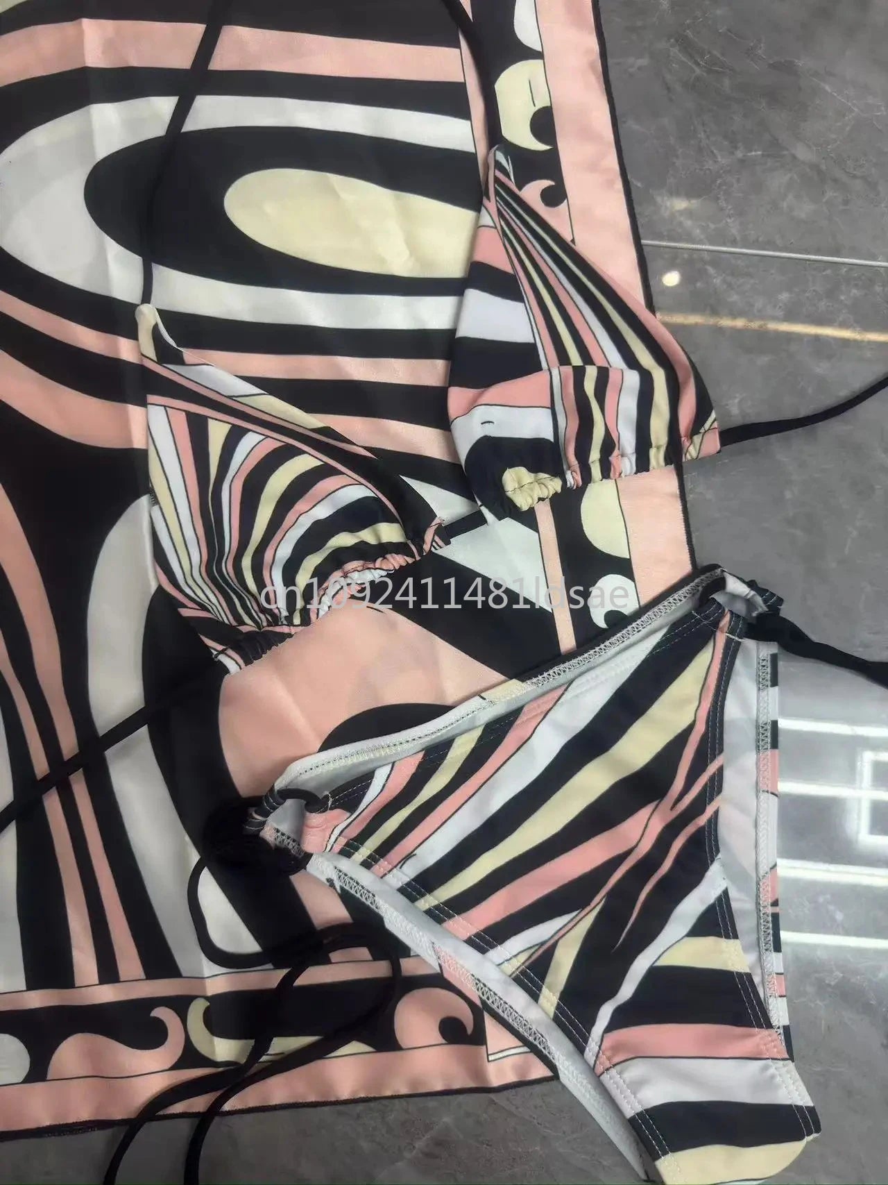 Luxury Design Women's Scarf Bikini Set Italy Designer Brand Scarf Strapless Swimsuit