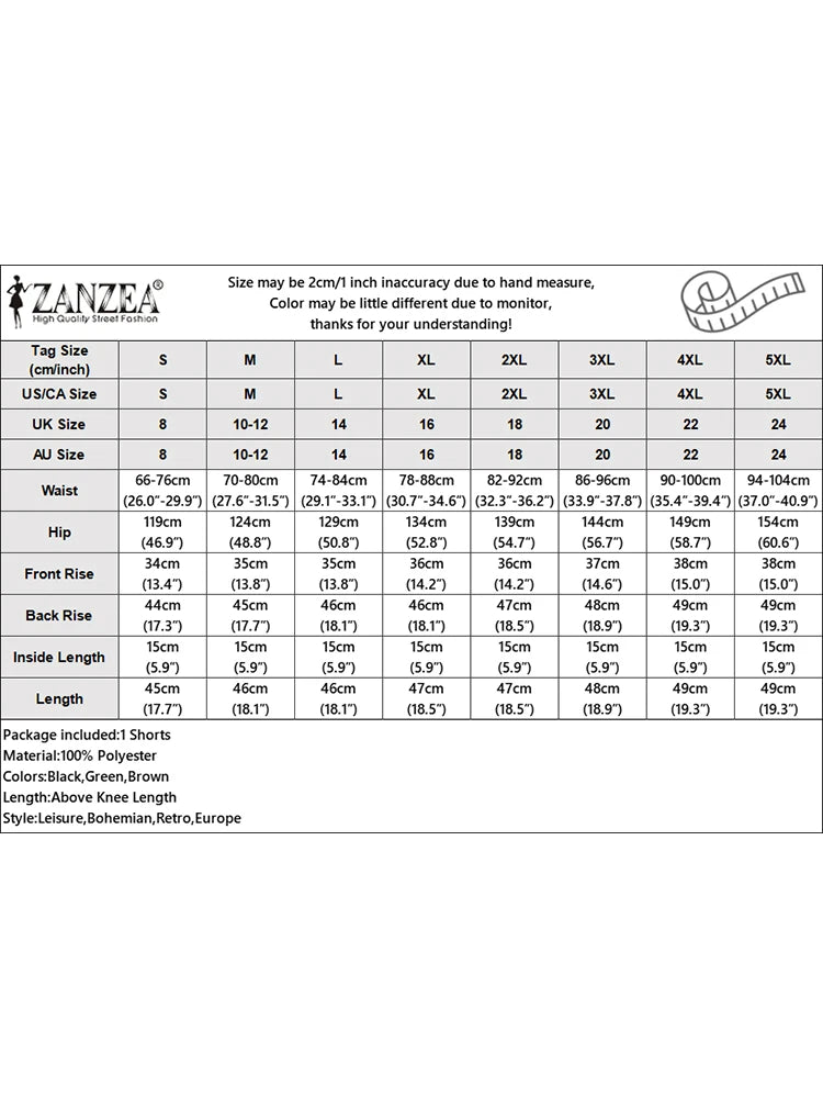 2025 ZANZEA Summer Shorts Women Fashion Casual Elastic Waist Trousers Vintage Holiday Beach Pant Solid Loose Pantalon Plus Size