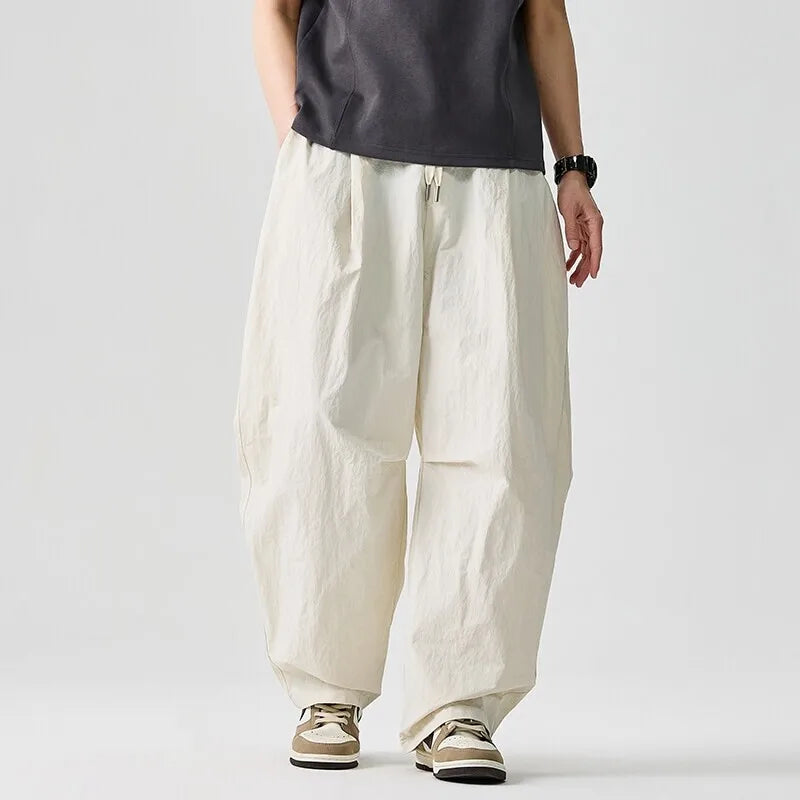 Wide Leg Pants Men and Women 2025 New Light Thin Solid Casual Harun Pants Elastic Waist Loose Oversize Fashion Trendy Streetwear