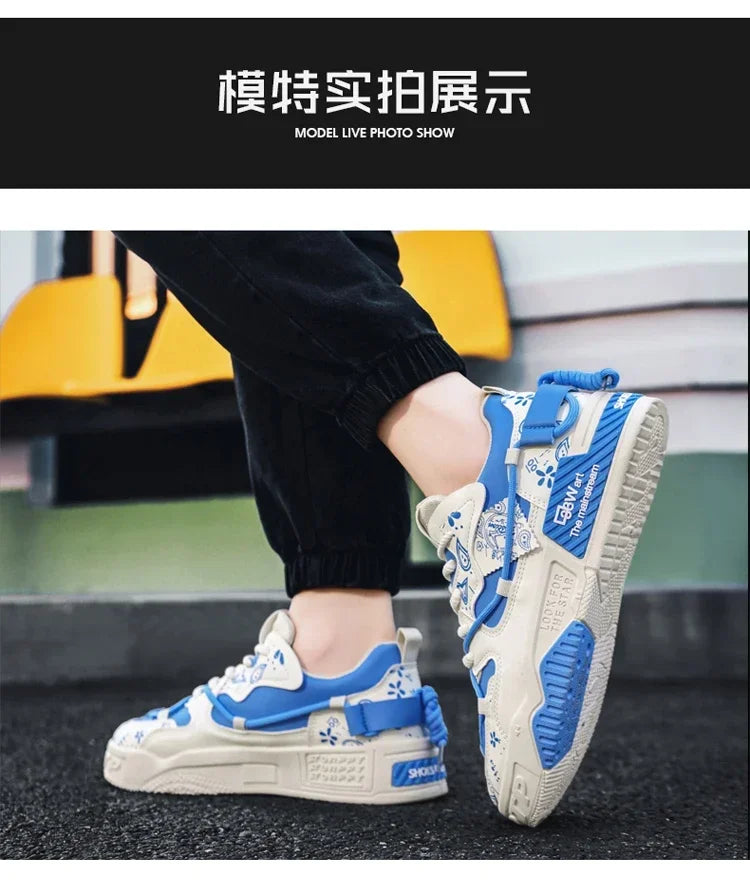 2025 New Summer Men's Shoes Original Casual Flat Shoes Sport Thick Bottom Increased Height Bread Trendy Shoes Skateboard sneaker