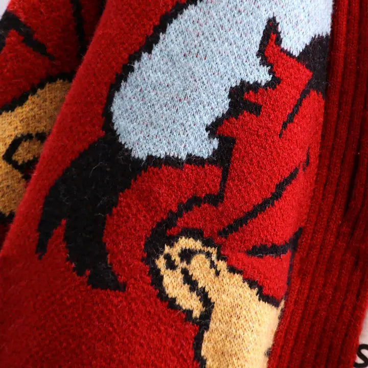 Disney Knitted Cardigan Japanese Donald Cartoon Sweaters for Women Coat Female Autumn and Winter Loose Wild Thicken Kawaii Tops