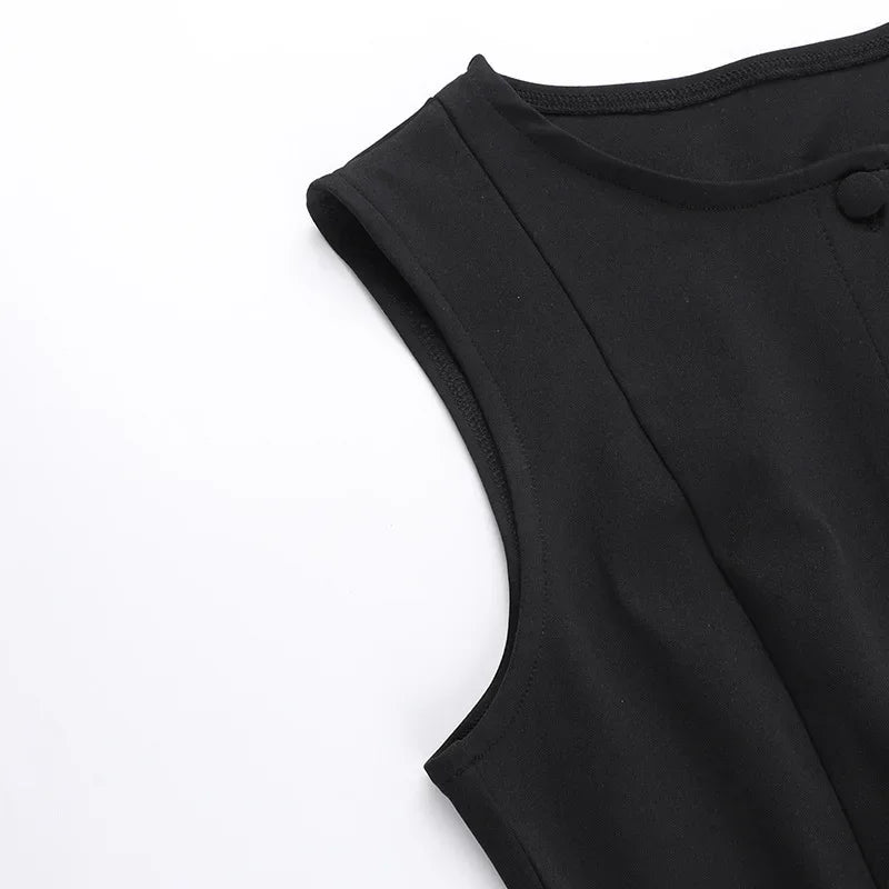 Yj24078 Cross-border Spring 2024 New Slims Smooths Your Silhouette Sleeveless Mini Dress European American Style Elegant Vest