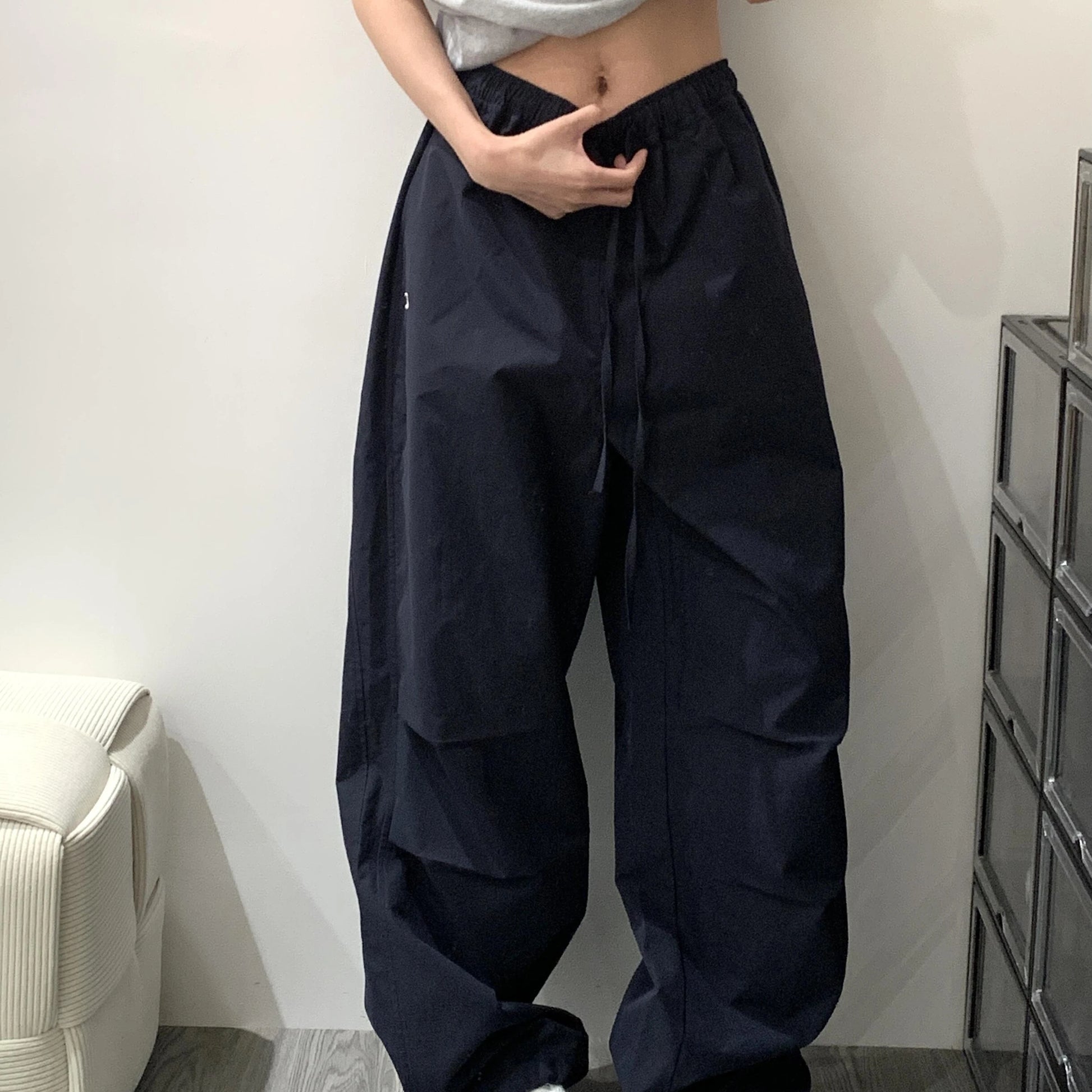 High Waist Wide Leg Pants Women's Retro American High Street Paratrooper Trousers Spring Summer New Loose Drapey Cargo Pants