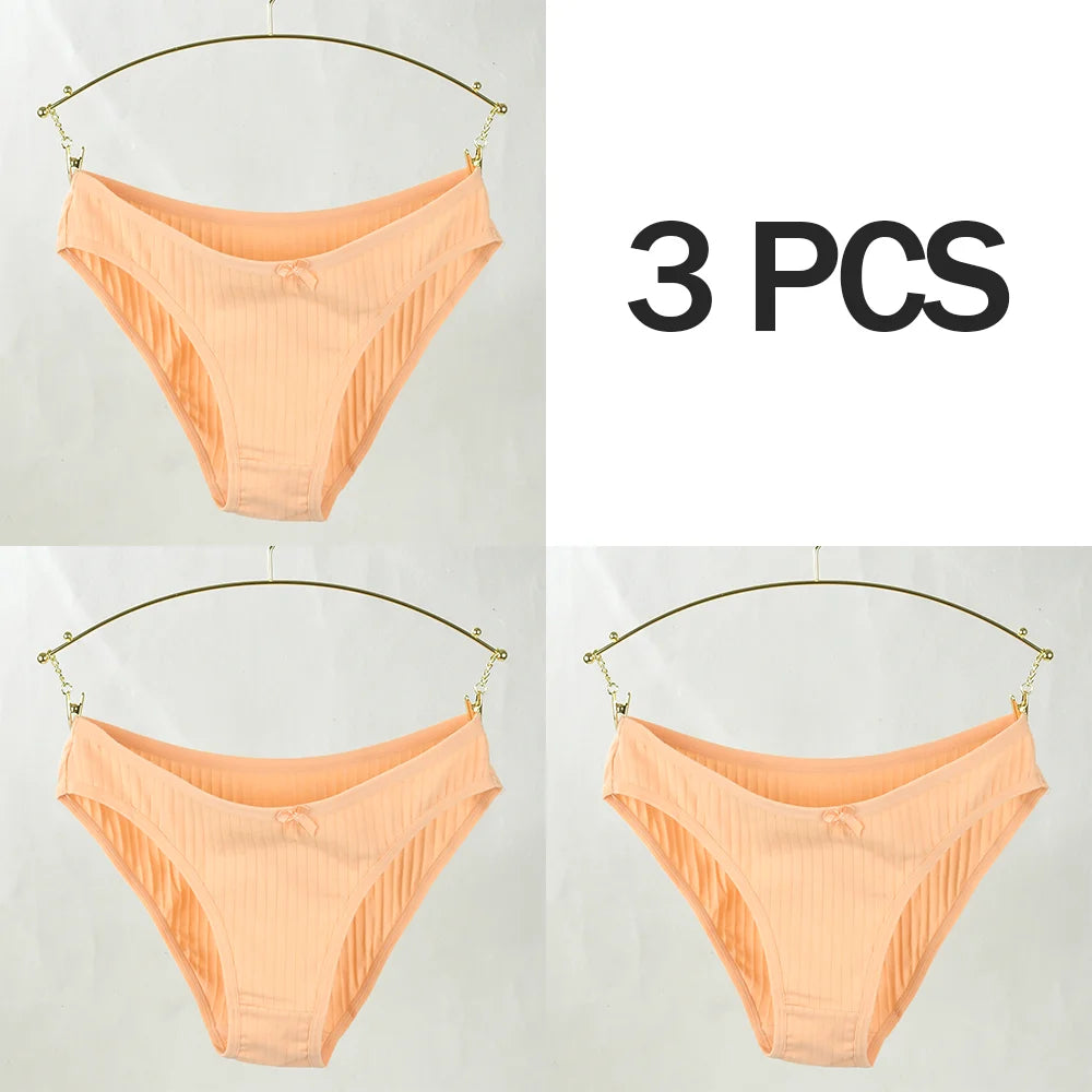 3pcs Women Panties Sexy Underwear Pure Cotton Underwear Panties For Student CuteMid-Waisted Briefs Female Ventilation Underpants