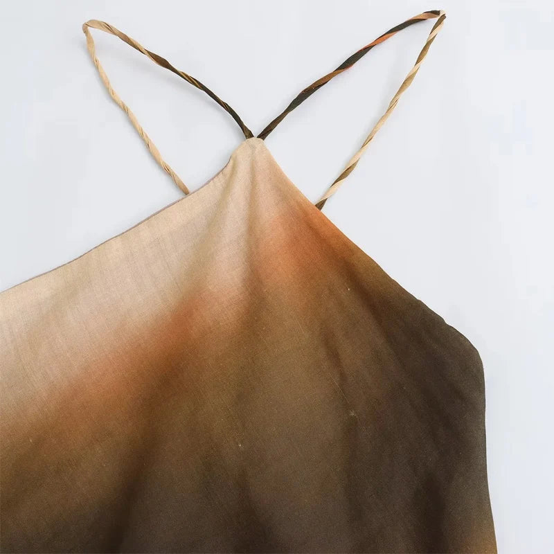 TRAF Women's Long Dresses 2024 Summer Elegant Party Evening Midi Halter Dress Ladies Fashion Sleeveless Backless Long Dresses