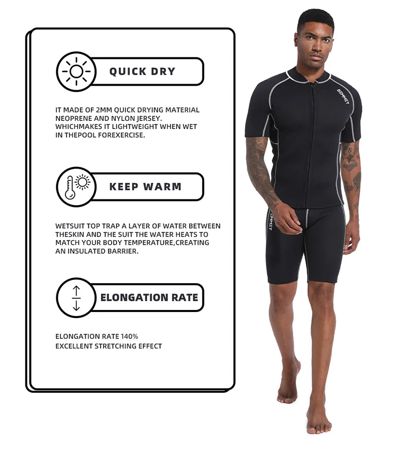 1.5MM/3MM CRSC Neoprene wetsuit Men Split Short Sleeve Shorts Diving Surfing Suit Women's Sun Protection Warm Swimming Suit