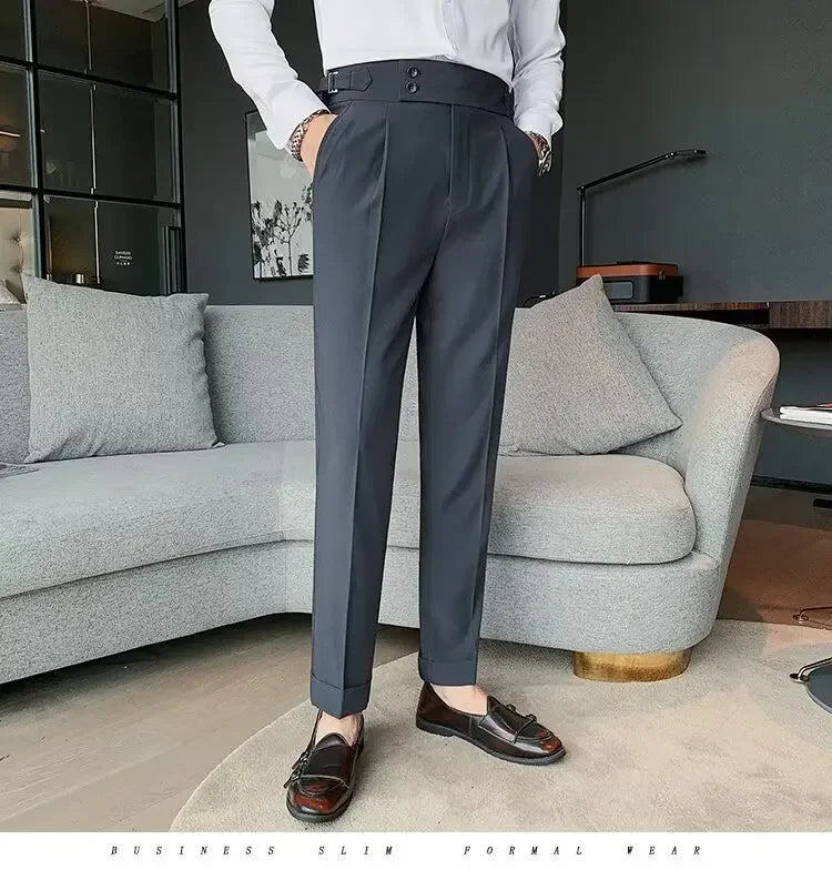Men's Straight-leg High-waisted Casual Suit Pants High-end Feelslims Slimming Effective Spring Autumn Seasonal Pants