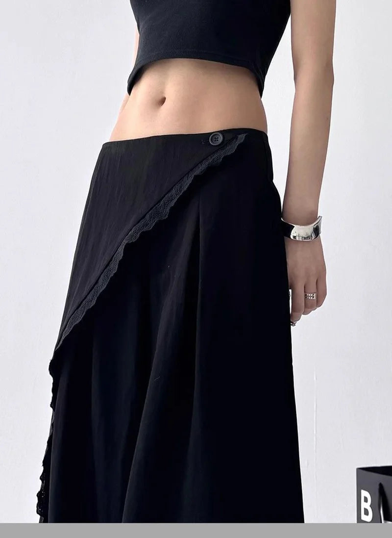 Zoki High Waist Streetwear Loose Pant Women Vintage Loose Design Wide Leg Trousers Casual All Match Summer Bf Hip Hop Pants New