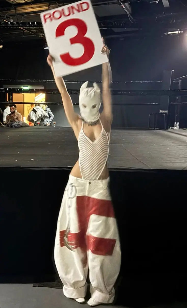 Personality Trend Hip Hop Rock Wide Leg Pants for Men's Y2k High Street Baggy Color Block Cool Style Straight Pants Print Pants