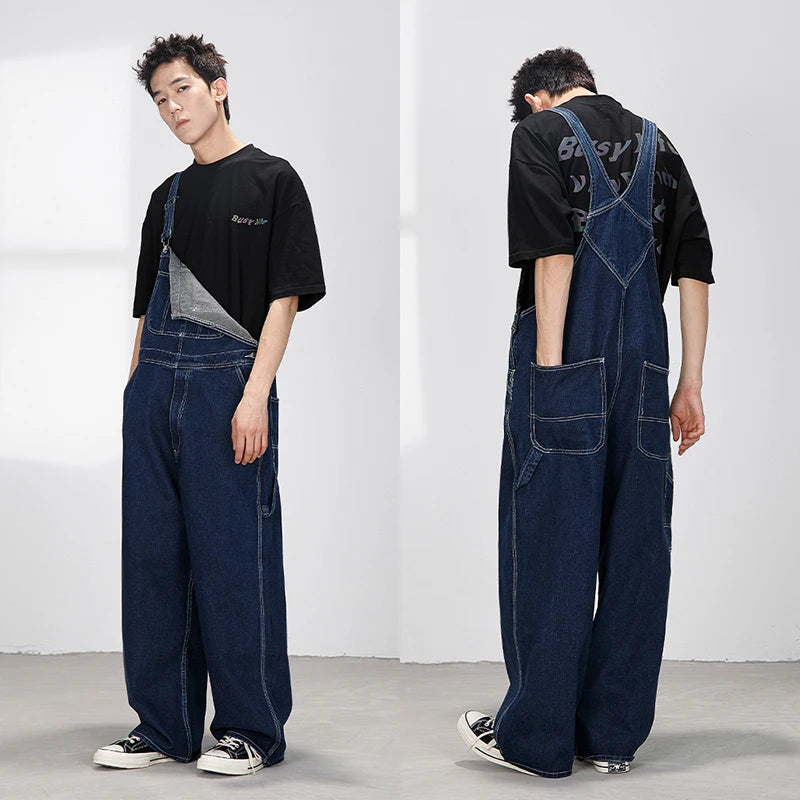 Retro American Design Denim Overalls Straight Loose Workwear Pants ex Couple Ameika Straight Leg Jeans Youth Trend