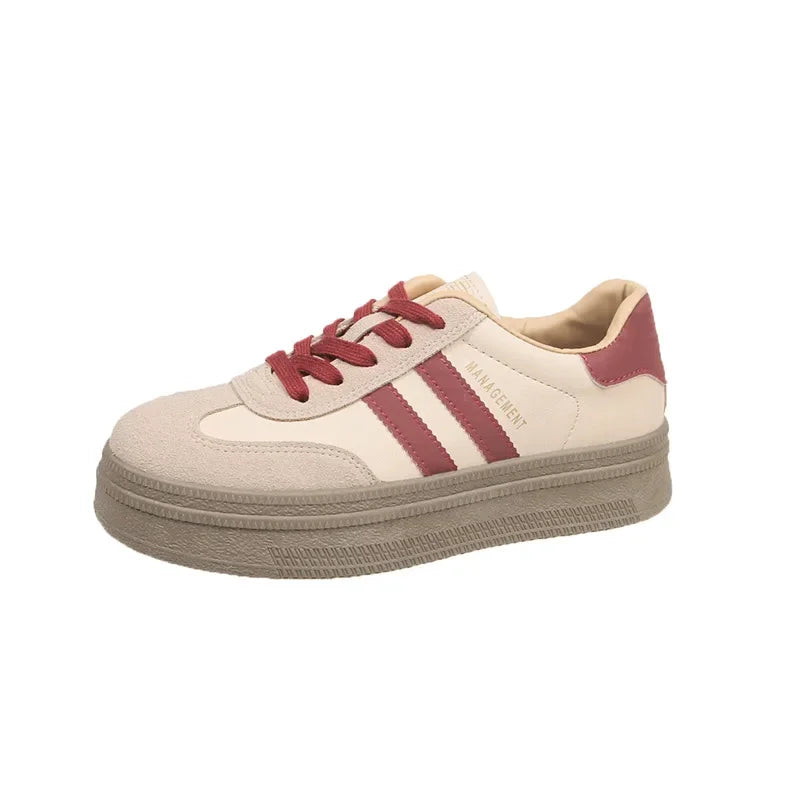 Women's Casual Sports Shoes Spring New Style Versatile Lightweight Lace-Up Mesh Thick Bottom Foot-Extending Dad Sneakers