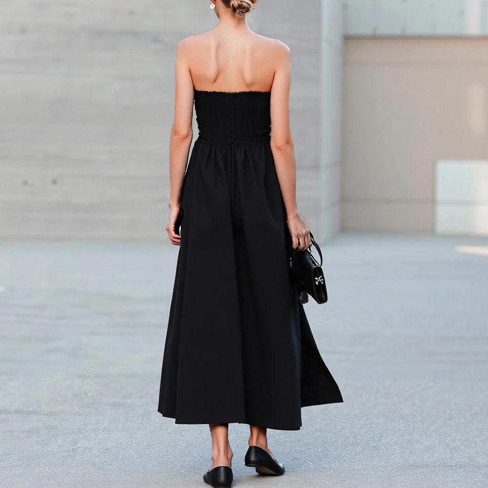 Mia Muse Dresses All Season Fashion Korean Plain Bubble Sleeve Off Shoulder Boat Neck Midi A-Line Anniversary Milkmaid Dresses