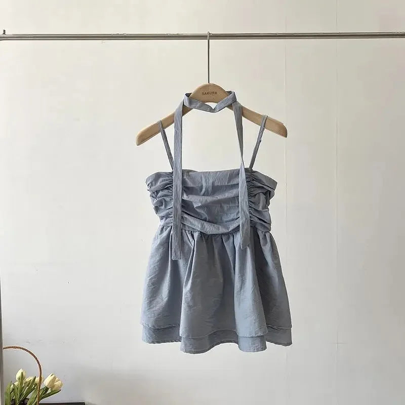 Sweet And Spicy One-Shoulder Bridesmaid Vest Women's Summer New Korean Style Sleeveless Top with Skeleton Exposure