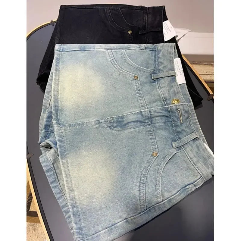 American Style Vintage High-waisted Slimming Denim Skirt For Women Casual Summer Petite A- line Short Skirt