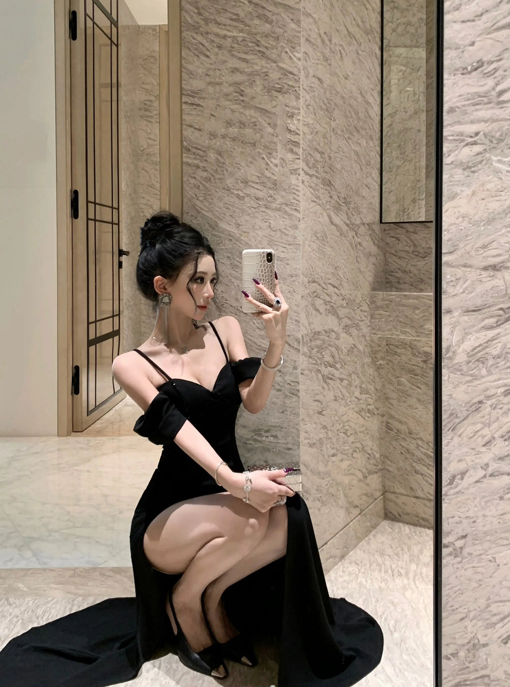 Sexy Spaghetti Straps Womens Dresses Off Shoulder Slash Neck Elegant Gowns Luxurious Evening Party Long Dress Split Vestidos New