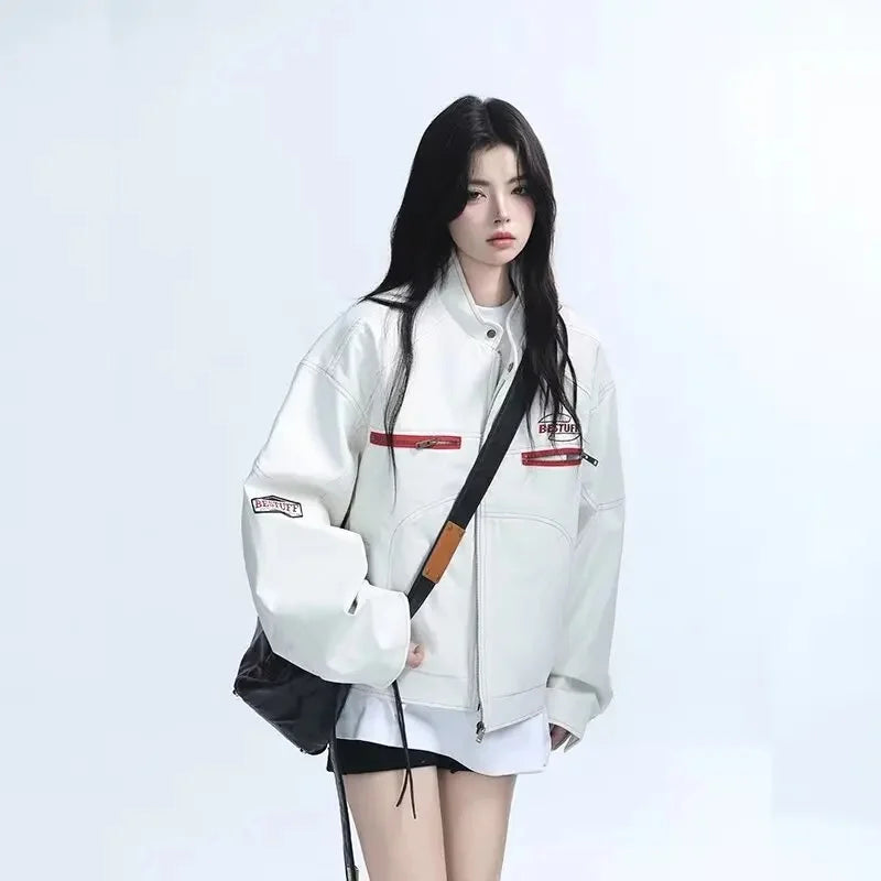 American Style Vintage Autumn Motorcycle Leather Jacket Women's Casual Trendy Brand High Street Men's Jacket