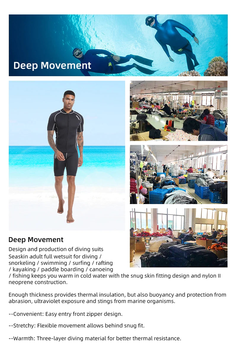 1.5MM/3MM CRSC Neoprene wetsuit Men Split Short Sleeve Shorts Diving Surfing Suit Women's Sun Protection Warm Swimming Suit