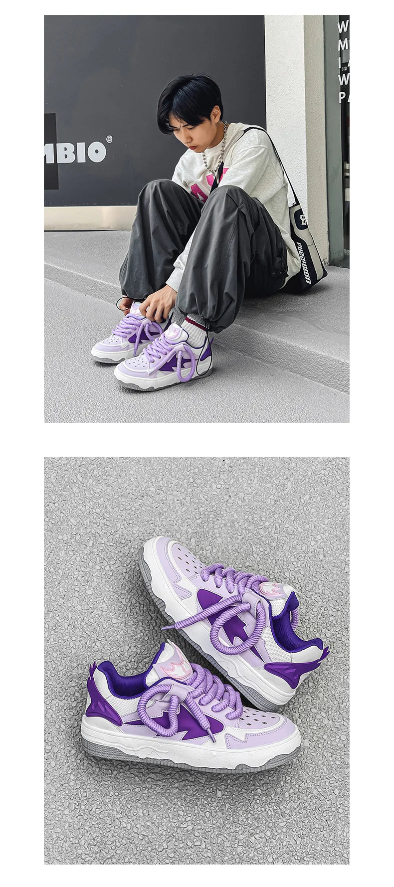 2024 Fashion Purple Mens Skateboard Shoes Streetwear Sneakers Spring Low top Board Sneakers Man Unisex Trend Shoes basket homme