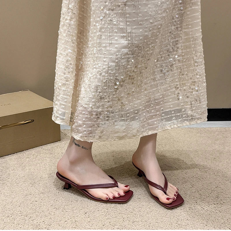 Summer Women Clip Toe Slippers Comfort Low Heel Slides Shoes Ladies Casual Dress Street Style Sandalis