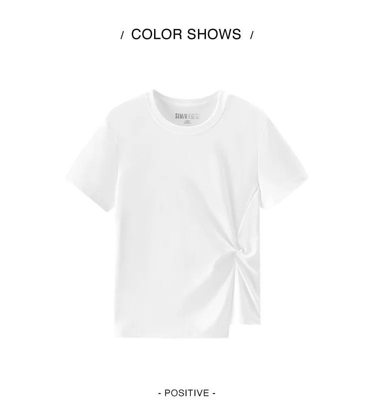 Semir Twist Knot Design Short Sleeve Tee Women Slim Fit 2025 Summer New Fashionable Casual Top