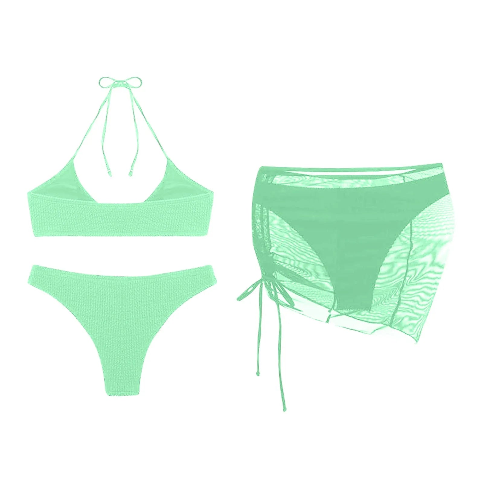 Women'S Summer Beach Swimwear Bikini Cover Up Four Piece Sexy Mesh Cover Up Three Pointed Bikini Swimsuit Fashion Beachwear