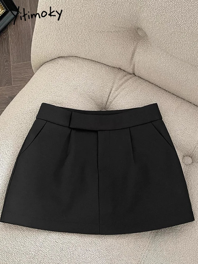 Vintage Skirts Women Fashion Streetwear Casual Skirts Solid Pockets Wrap The Buttocks Sweet Mini 2025 New Spring Summer Skirts