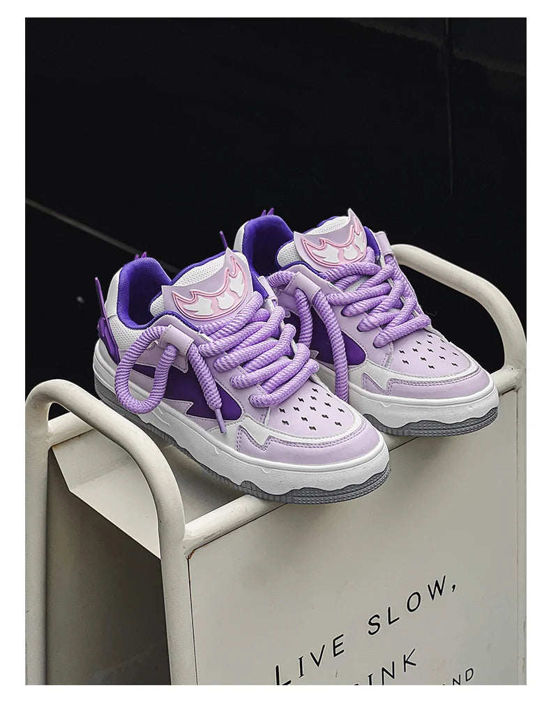 2024 Fashion Purple Mens Skateboard Shoes Streetwear Sneakers Spring Low top Board Sneakers Man Unisex Trend Shoes basket homme