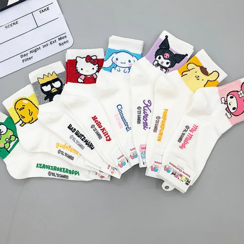 Kawaii Socks Anime KT Kuromi Autumn Winter Sweet In The Tube Cartoon Socks Cute Girls Cotton Warm Sock