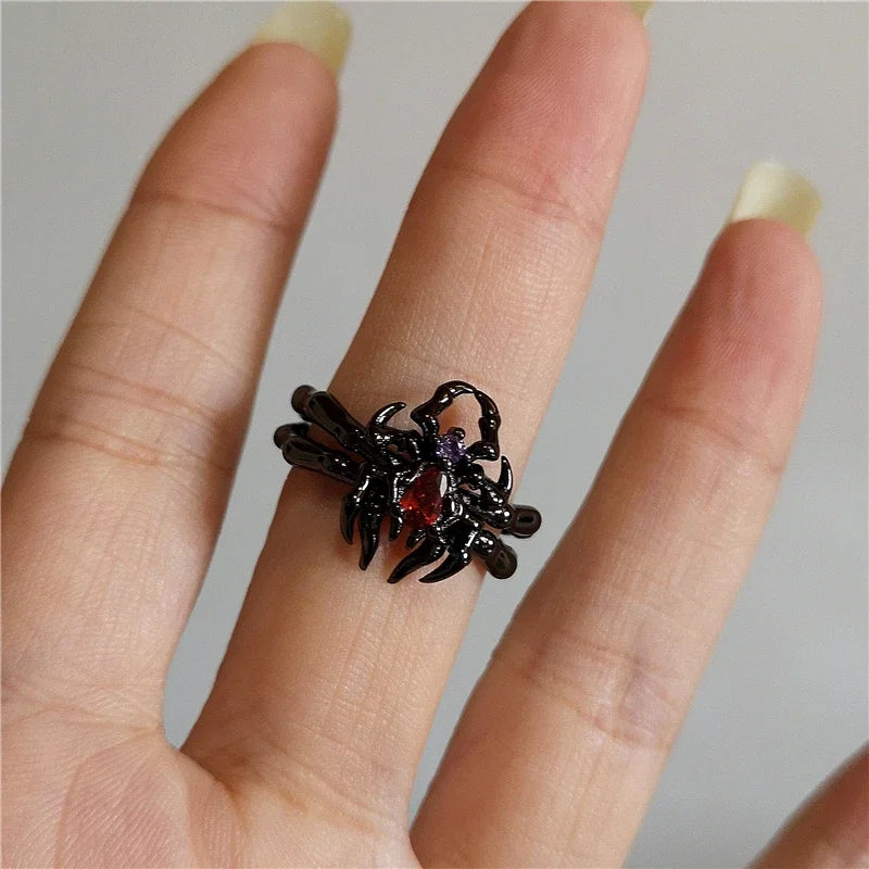Vintage Goth Thorny Rose Couple Rings For Men Women Charm Irregularity Opening Stainless Steel Punk Finger Ring Jewelry Y2k Gift