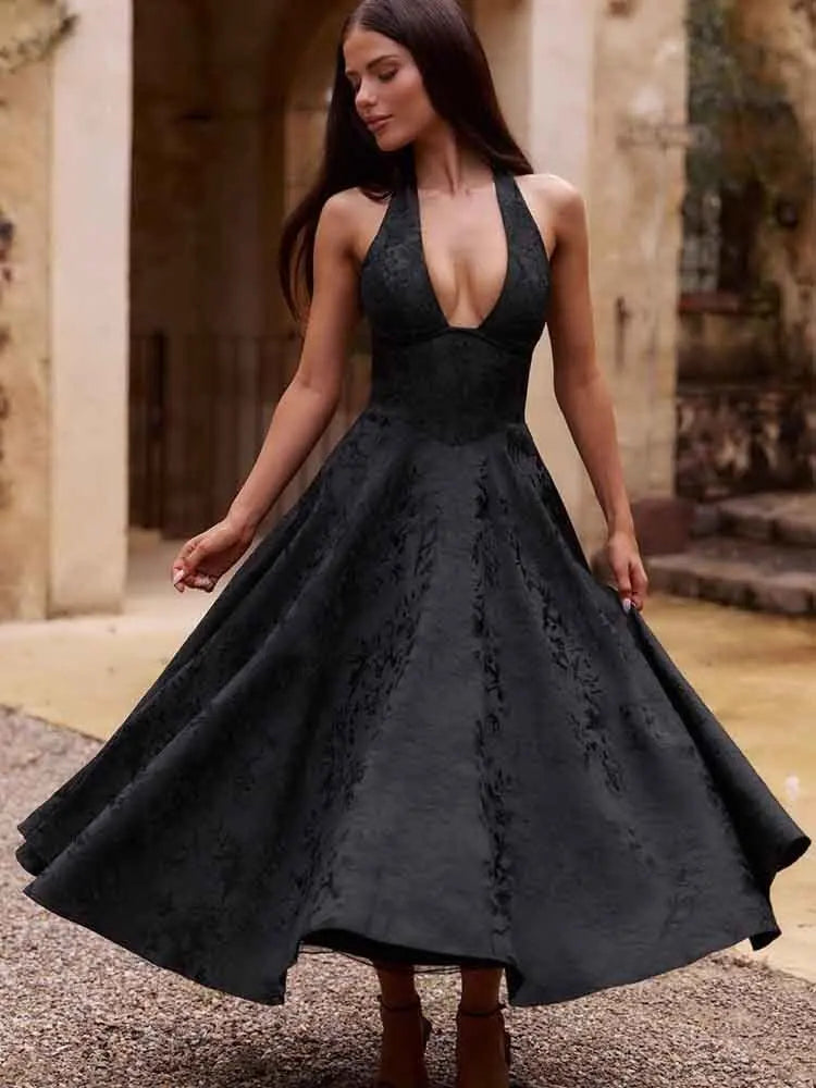 NIDANSSI White Jacquard Pleated Evening Party Dress Women Robes Backless Elegant Sexy Dress Bodycon Long Summer Dress Vestidos