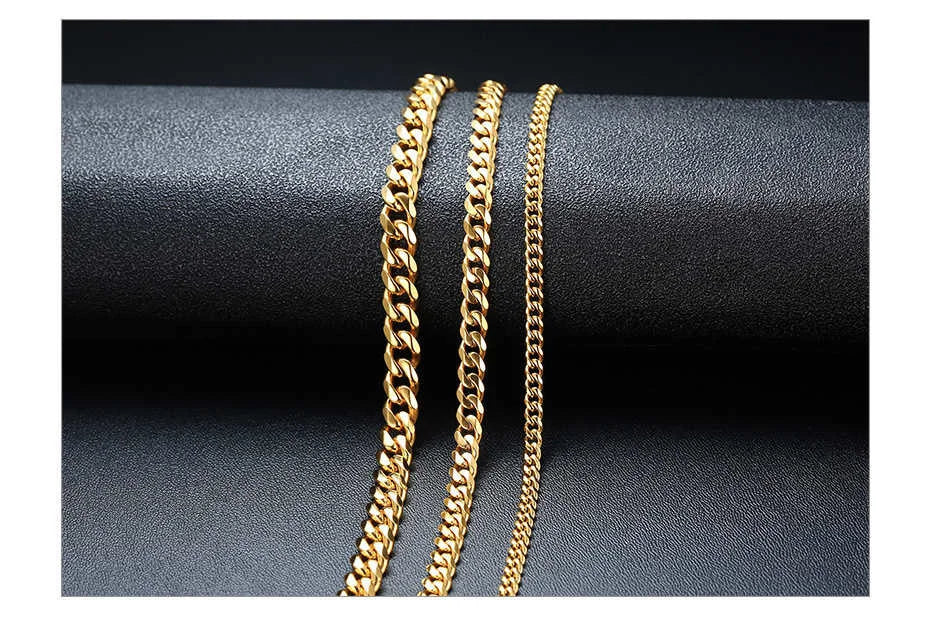 3/5/7/9/11MM Cuban Chain Necklaces for Men Women,Stainless Steel Curb Link Chain Collar,Jewelry Gift for Dad Husband BFF