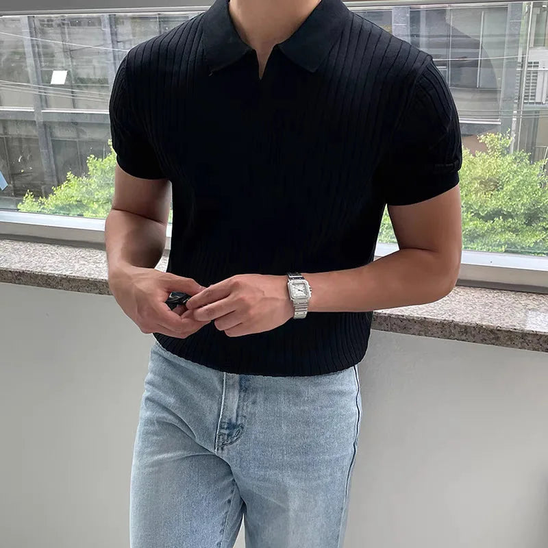 Men's Golf Polo Shirt High end Fashion Open neck Quick drying Shirt Polo Knitted Shirt Sports and Leisure Slim fit T-shirt