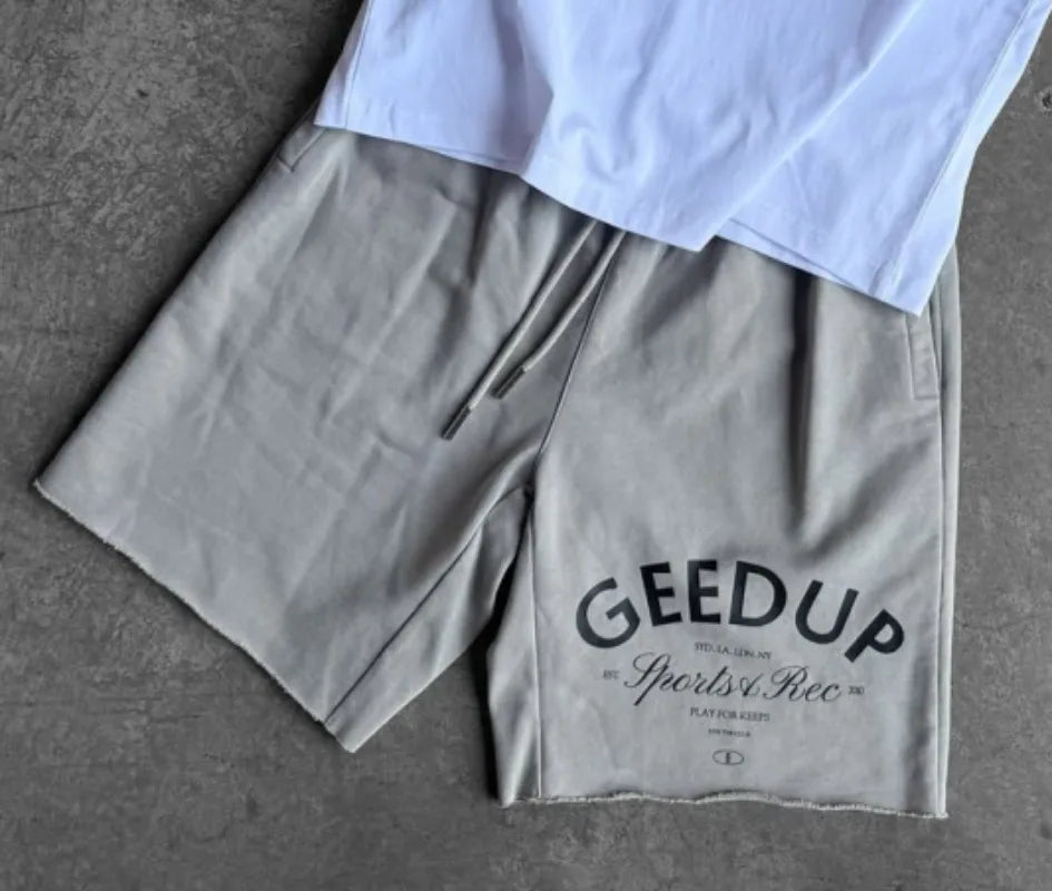 American Hip-hop Harajuku Trendy Brand Oversized Cotton Round Neck T-shirt Men Y2k Casual High Street Loose Sports Shorts Women