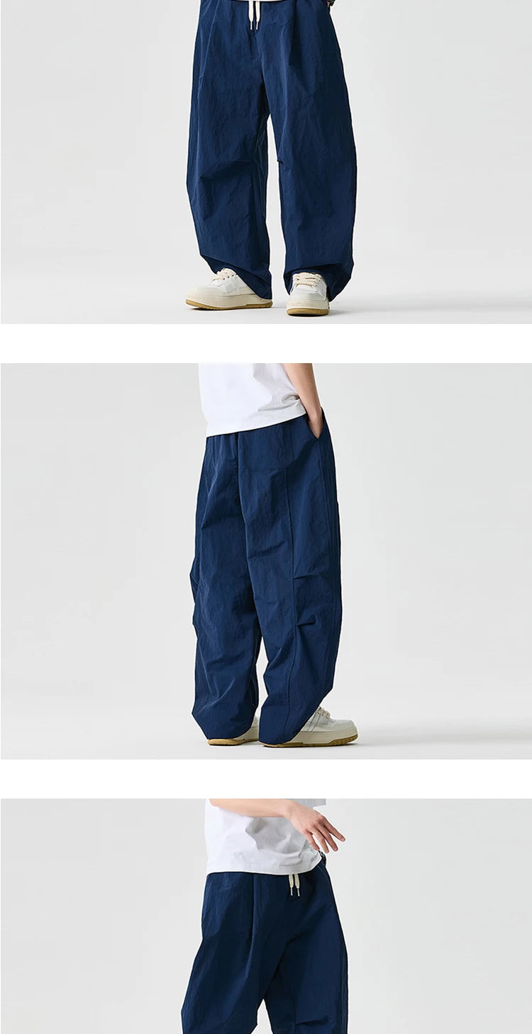 Wide Leg Pants Men and Women 2025 New Light Thin Solid Casual Harun Pants Elastic Waist Loose Oversize Fashion Trendy Streetwear