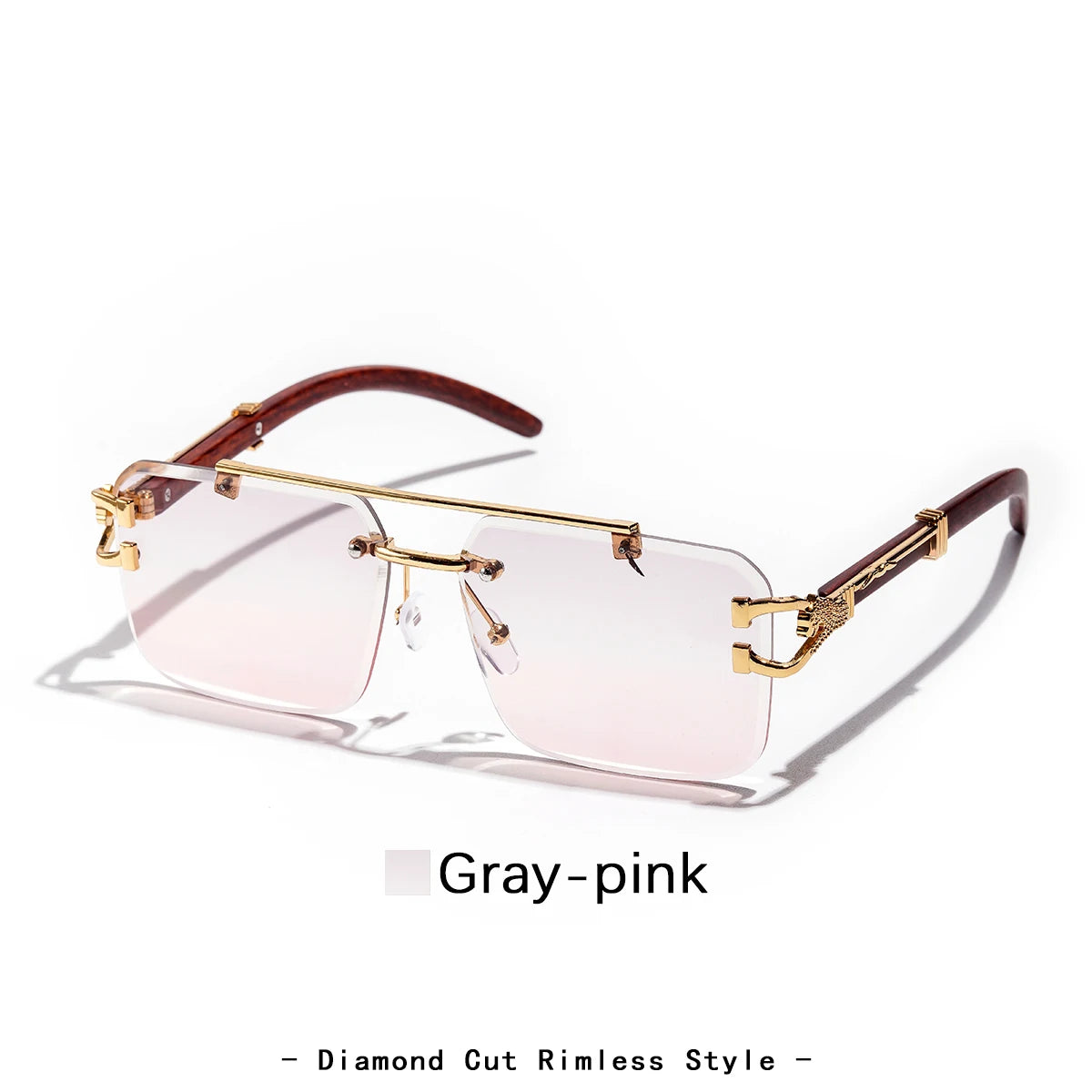 Ruiao Rimless Pilot Luxury Designer Brand Square Sunglasses Diamond Cut Shades UV400 Frameless Eye Glasses for Men And women