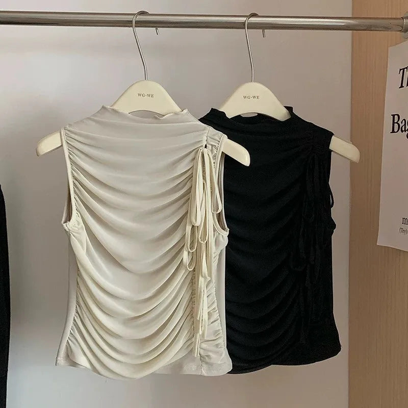 Tonngirls Vintage Tank Tops Women Sleevelss See Through Mesh Tops Streetwear Y2k Retro Crop Tops 2000s Korean Style Summer Tops