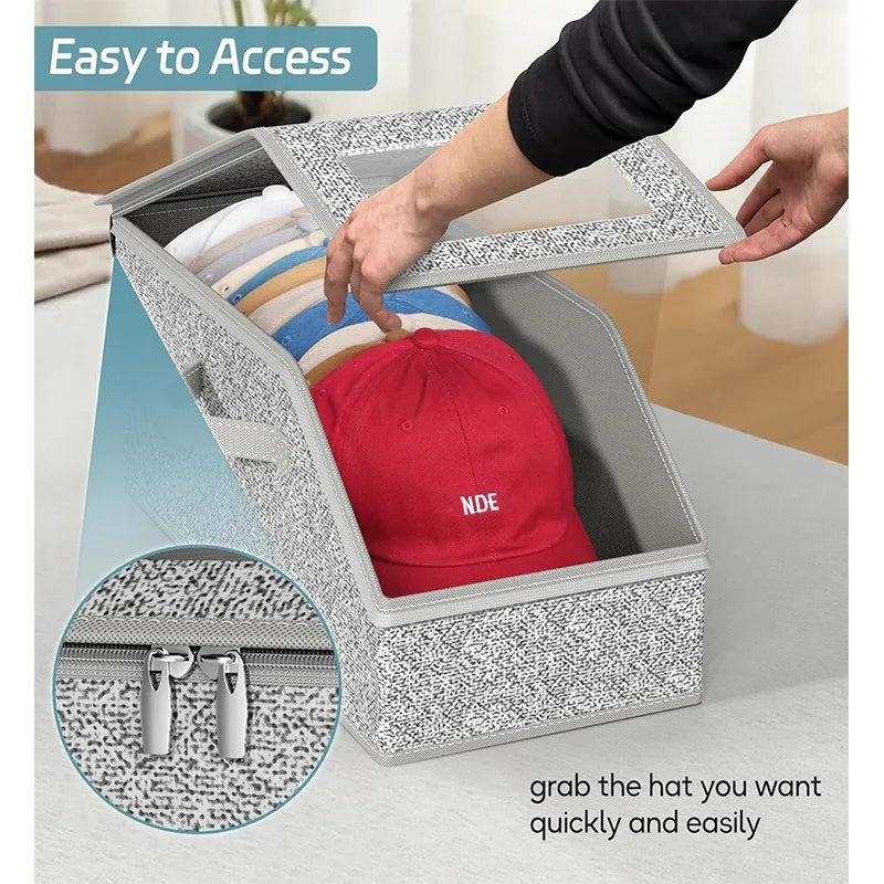 Foldable Zipper Baseball Cap Storage Box Non-woven Dustproof Storage Box Hat Storage Box Wardrobe Storage Boxes Storage