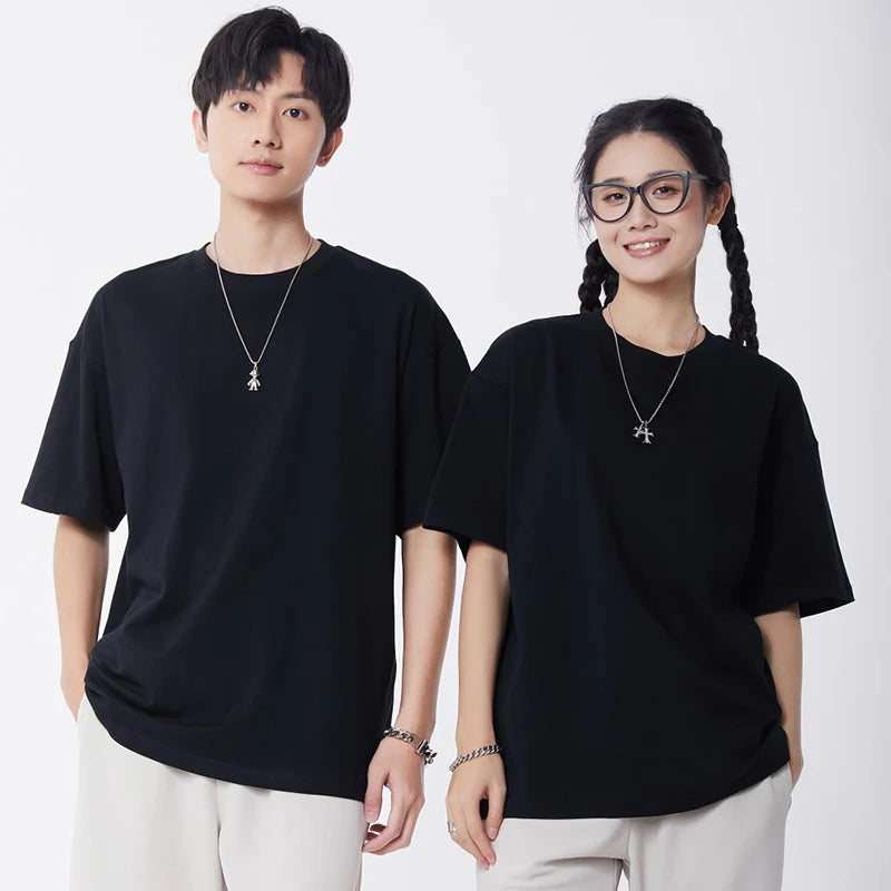 Oversized T Shirt for Men Women 280gsm Heavy Cotton Shirts Summer O-neck Oversize Tees Solid Casual Streetwear Fashion Clothing