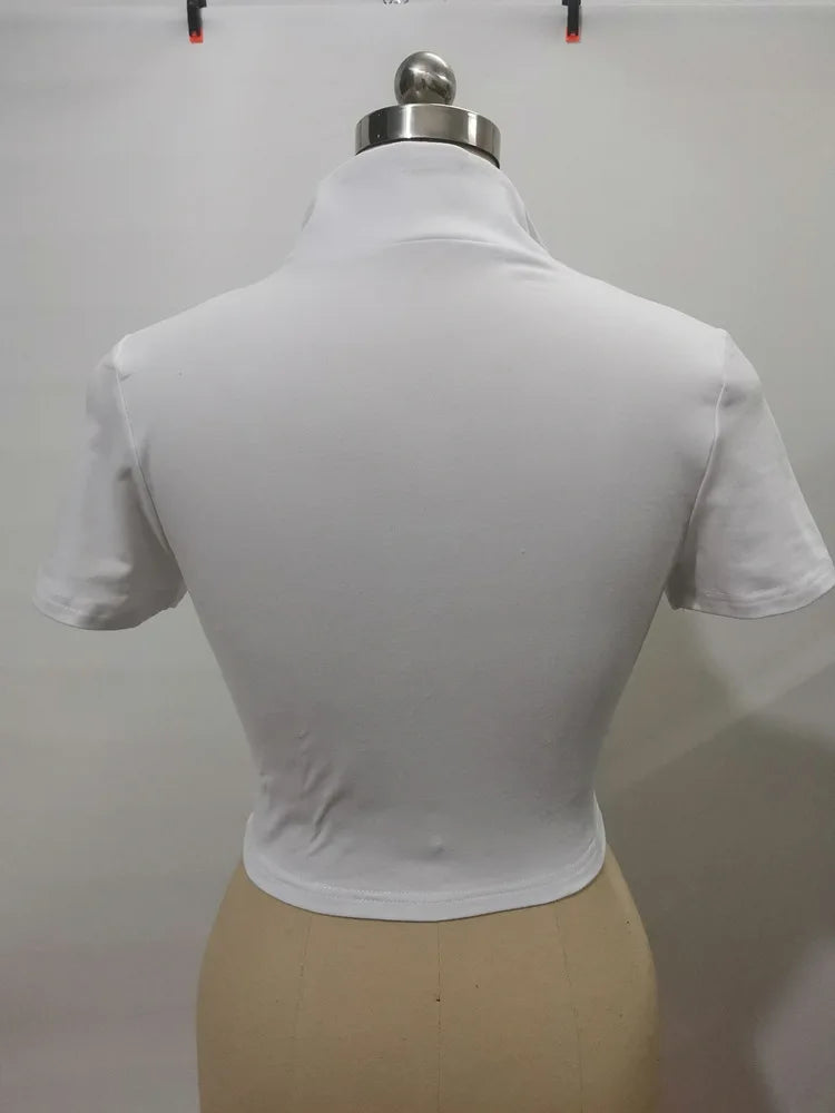 Summer T-shirt Woman Crop Top Sexys Short Sleeve Y2k Aesthetic Clothes Streetwear Fashion Black White Women Short Tshirts 2024