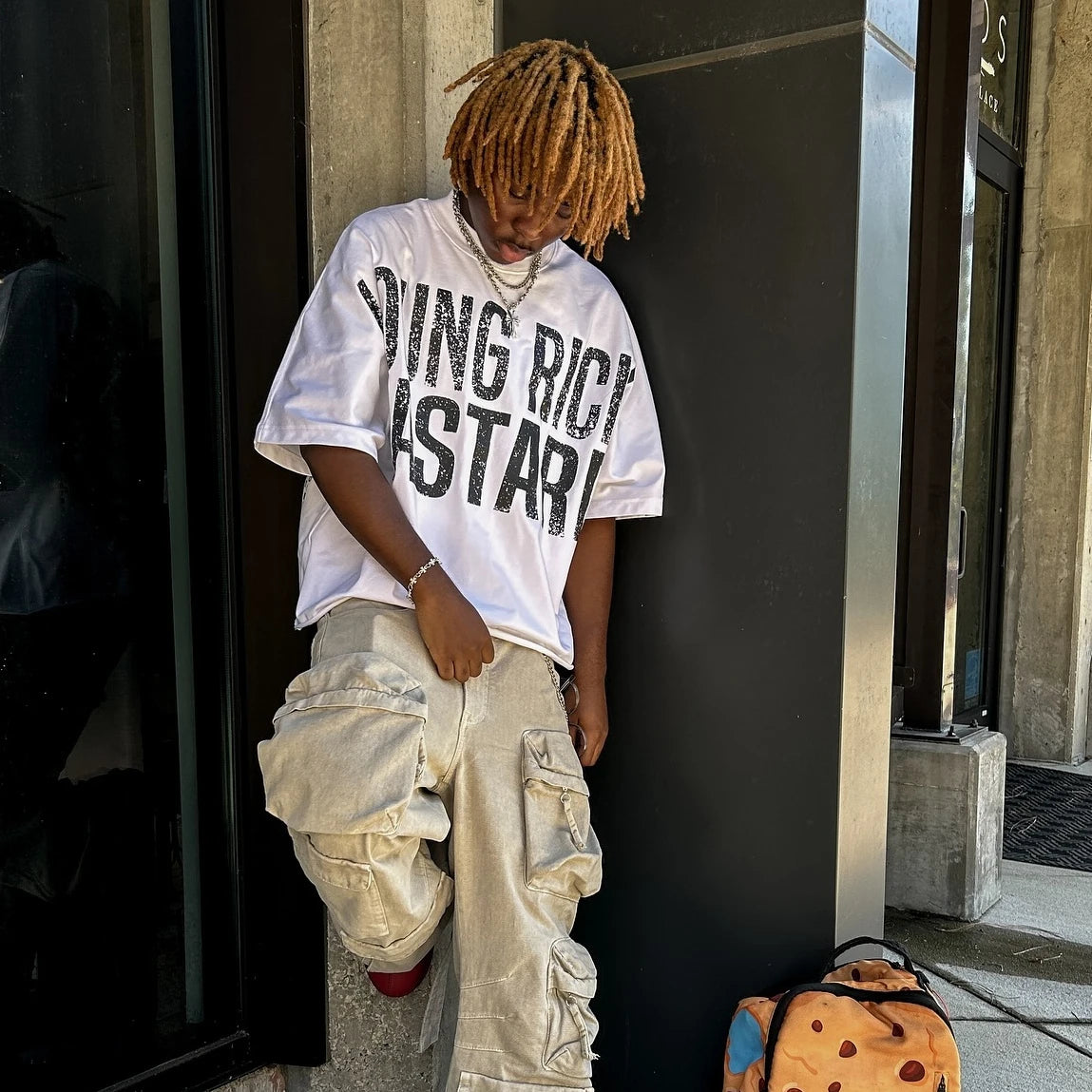 Y2K New Drop Sleeved Oversized T Shirt Harajuku Hip Hop Letter Graphics Print Short Sleeves Cotton Tops Mens Womens Clothes Tops