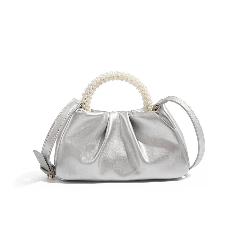 2025 Fashion Pearl Handle Women Dinner Clutch Purse Handbags Luxury Design Ladies Square Shoulder Bag Female Small Messenger Bag