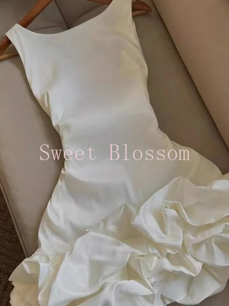 Summer Elegant White Sweet Slim Dress Women French Retro Sleeveless Bud Hepburn Dresses New Fashion Aesthetic Party Clothes 2025