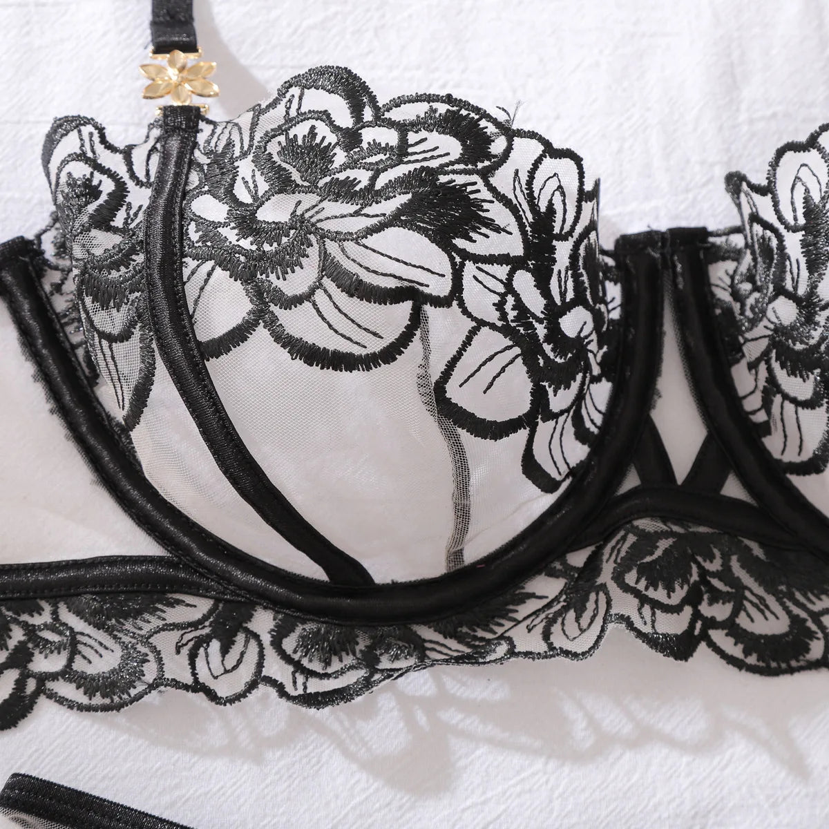 Ellolace Sissy Sexy Female Lingerie Sensual Honey Summer Women's Underwear with Stockings Lace Dance 5PCS Set Call Of The Night