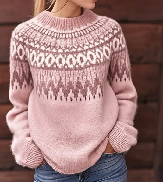 Loose Fashionable Women's Crew Neck Pullover Knitwear Color Block Sweater New Arrival Wish Bestseller Comfortable Casual Top